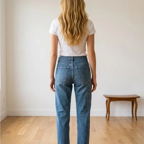 Madewell Carpenter Button Up Relaxed Straight Boot-Cut Jeans Women's Size 30x32 - Picture 2 of 5